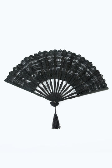 Black 1920s Fan with Fringes
